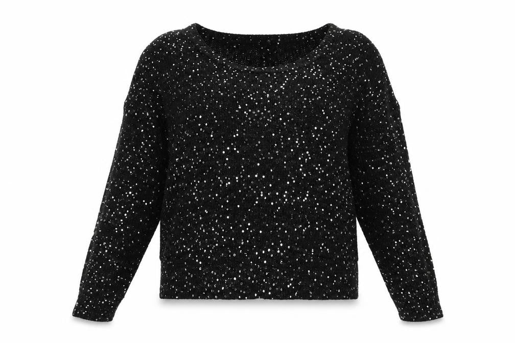 Ribbon Womens Black Round Neck Polyester Pullover Jumper Size 12