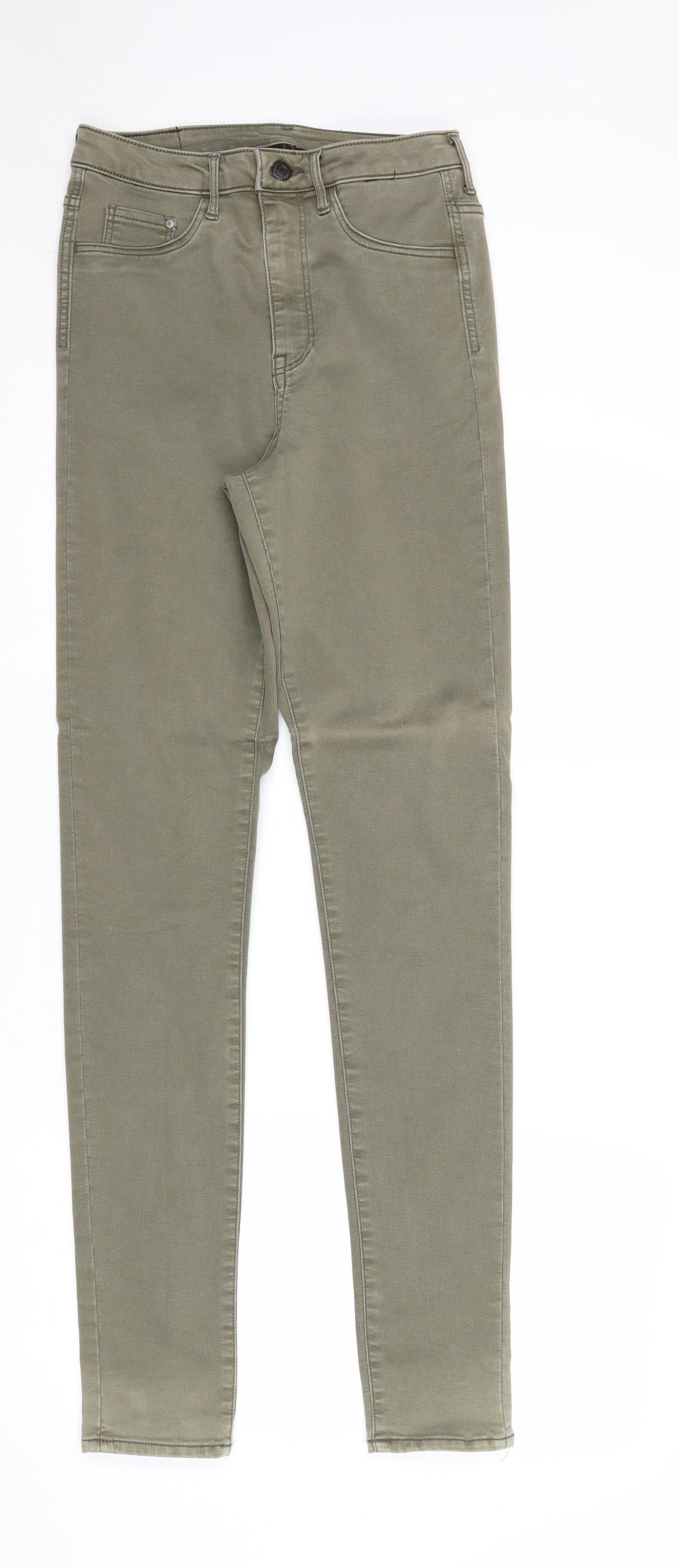 H&M Womens Green Cotton Skinny Jeans Size 28 in Regular Zip