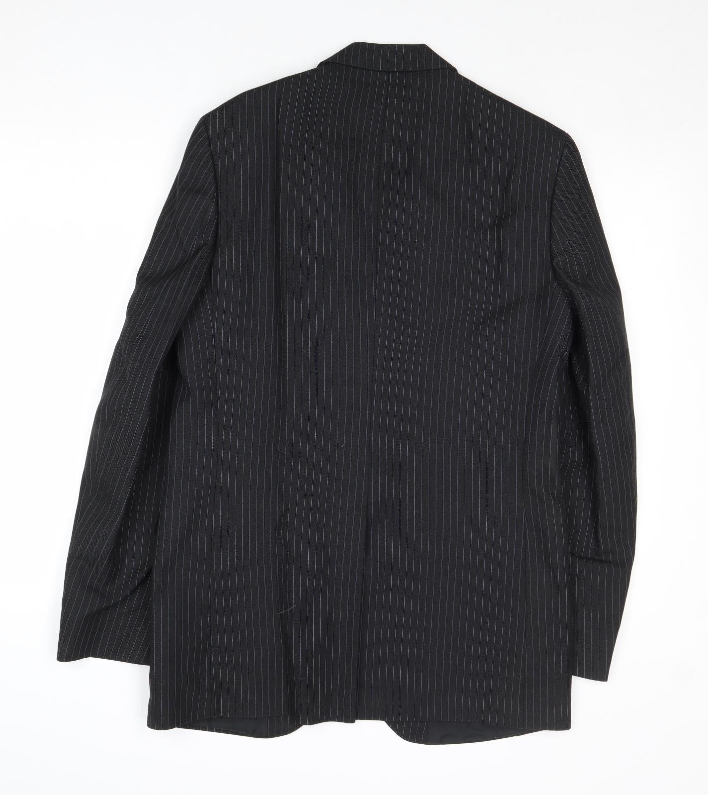 Dunn & Co Mens Grey Striped Wool Jacket Suit Jacket Size 38 Regular
