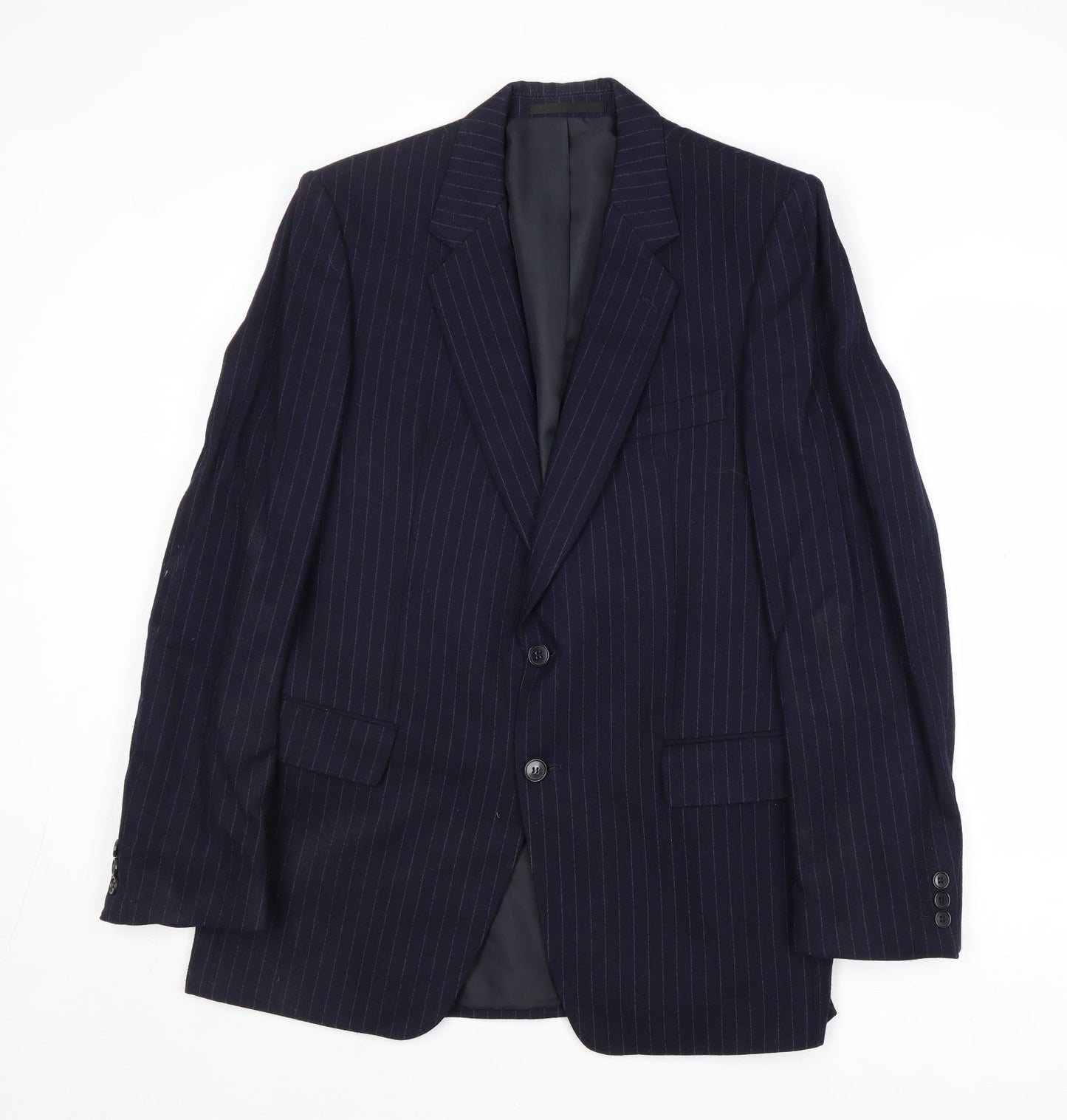 Mr Harry Mens Blue Striped Wool Jacket Suit Jacket Size 40 Regular