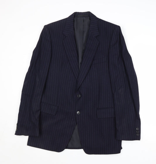 Mr Harry Mens Blue Striped Wool Jacket Suit Jacket Size 40 Regular