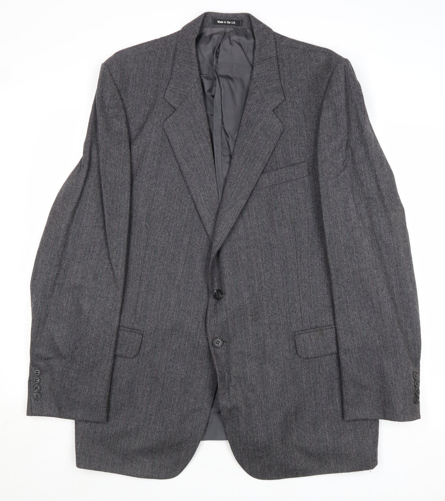 St Michael Mens Grey Striped Wool Jacket Suit Jacket Size 44 Regular