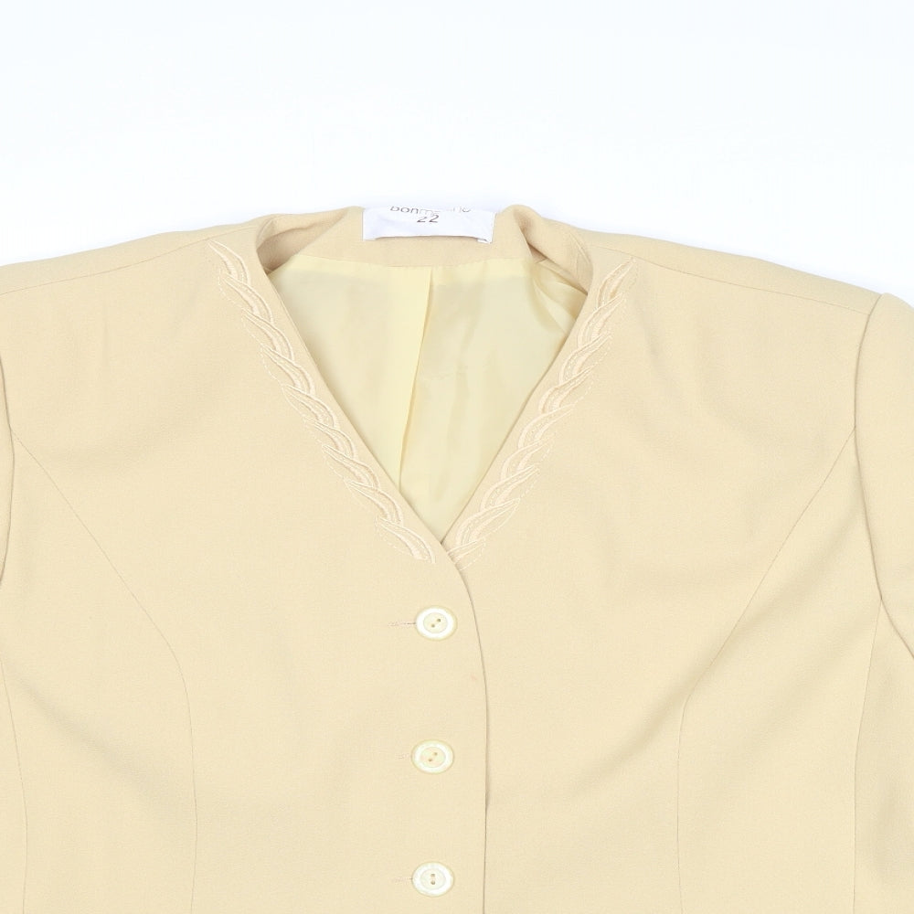 Bonmarché Womens Yellow Jacket Blazer Size 22 Button