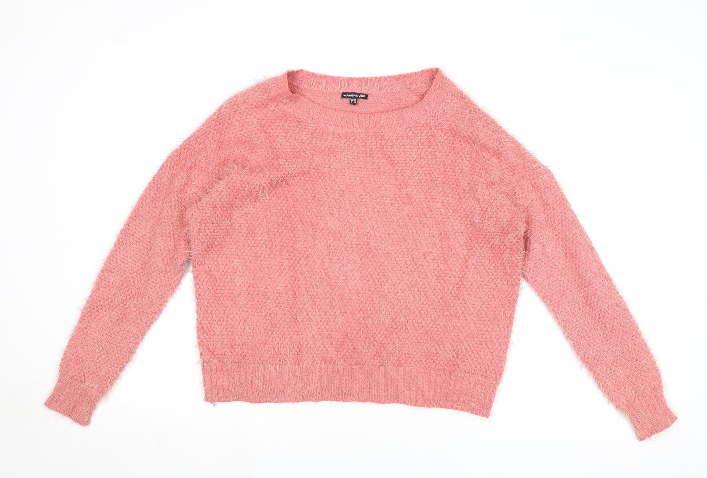 Warehouse Womens Pink Round Neck Polyamide Pullover Jumper Size 12