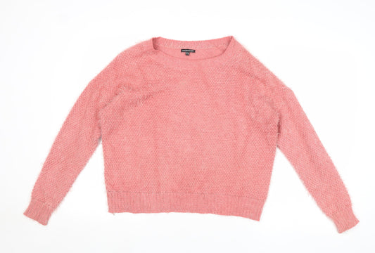 Warehouse Womens Pink Round Neck Polyamide Pullover Jumper Size 12
