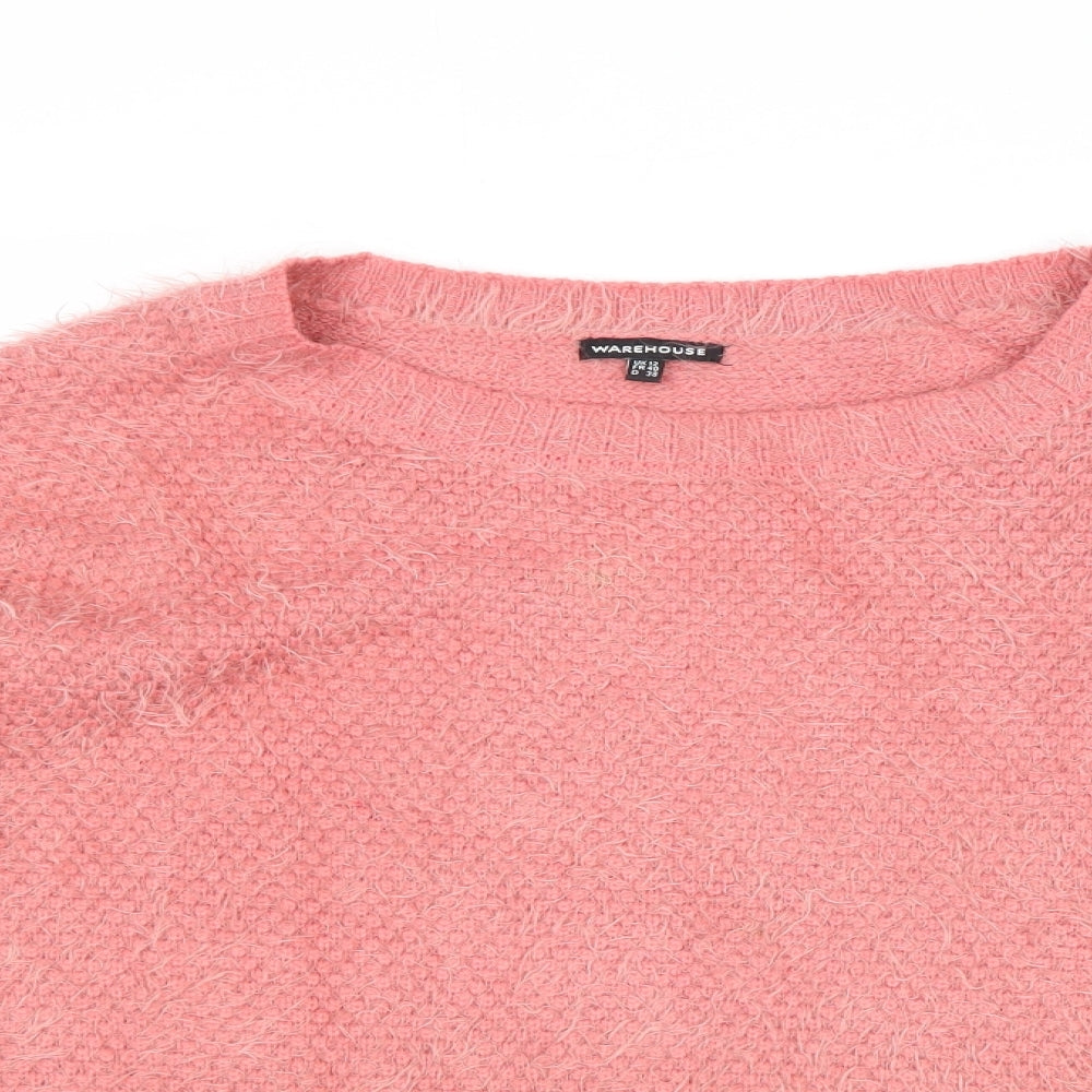 Warehouse Womens Pink Round Neck Polyamide Pullover Jumper Size 12