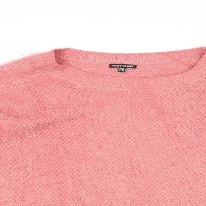 Warehouse Womens Pink Round Neck Polyamide Pullover Jumper Size 12