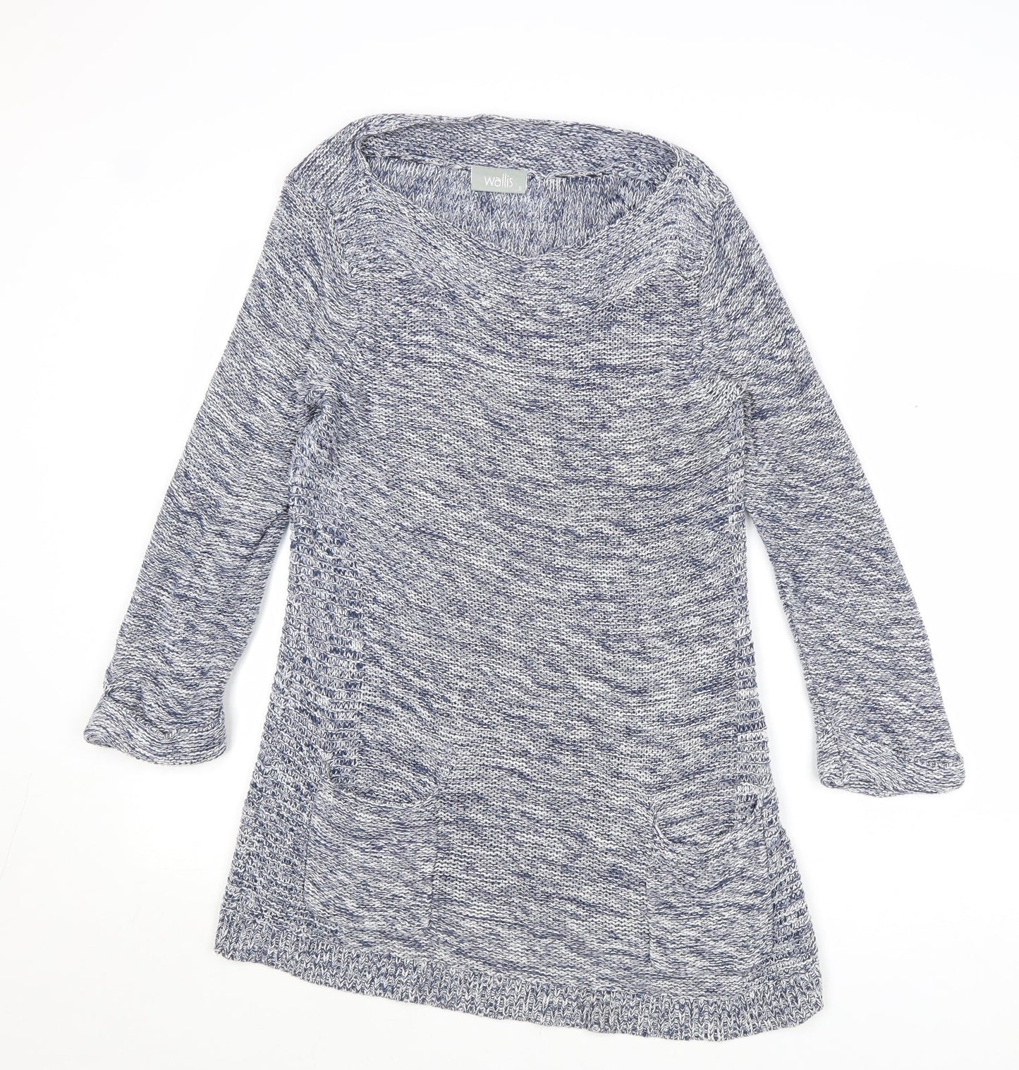 Wallis Womens Blue Round Neck Cotton Pullover Jumper Size S