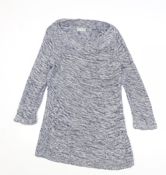 Wallis Womens Blue Round Neck Cotton Pullover Jumper Size S