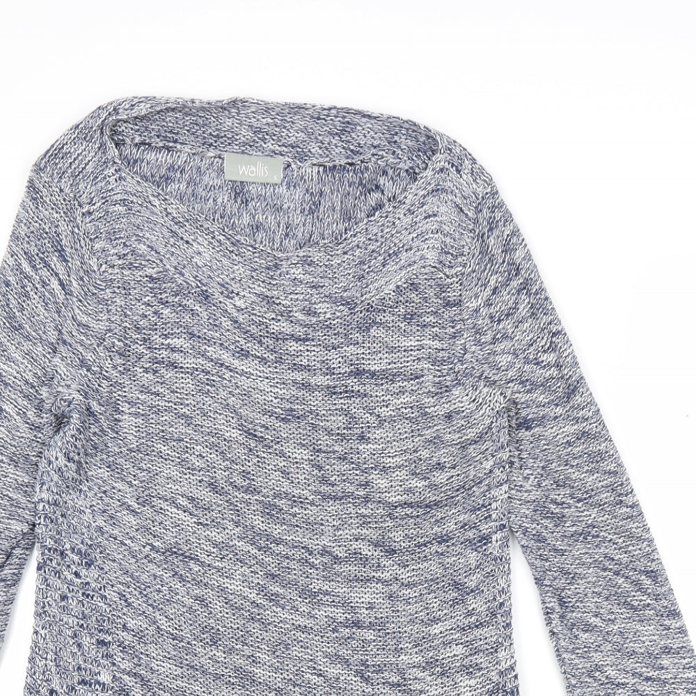 Wallis Womens Blue Round Neck Cotton Pullover Jumper Size S