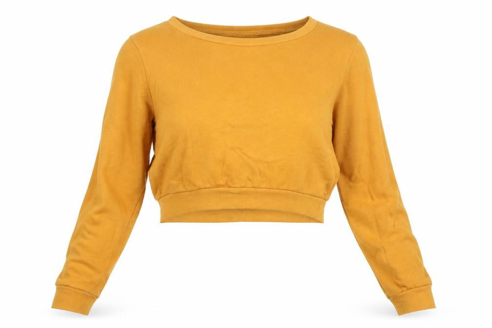 Select Womens Yellow Cotton Pullover Sweatshirt Size 8 Pullover