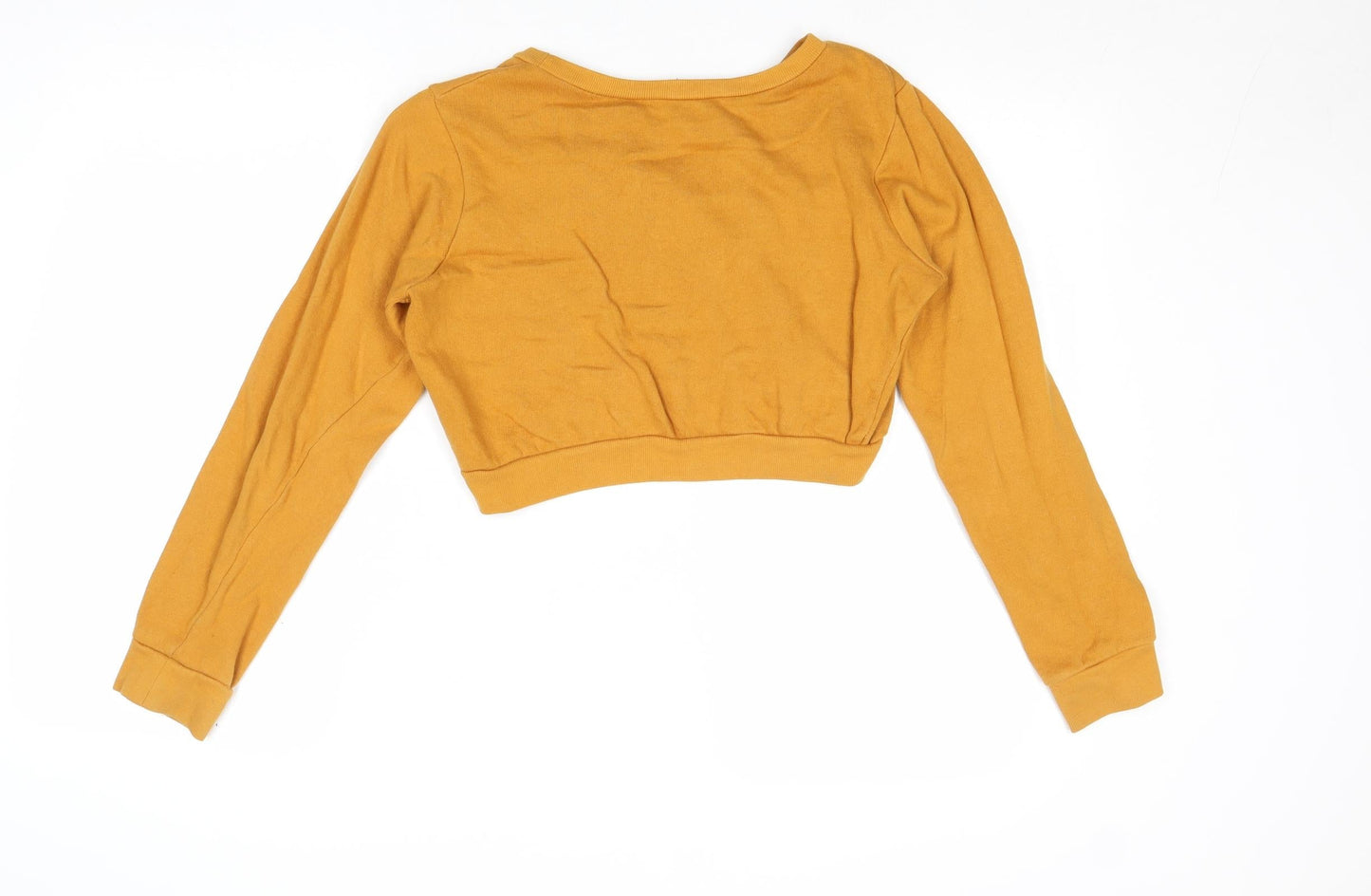 Select Womens Yellow Cotton Pullover Sweatshirt Size 8 Pullover