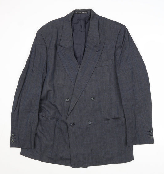 Burton Mens Blue Striped Wool Jacket Suit Jacket Size 42 Regular
