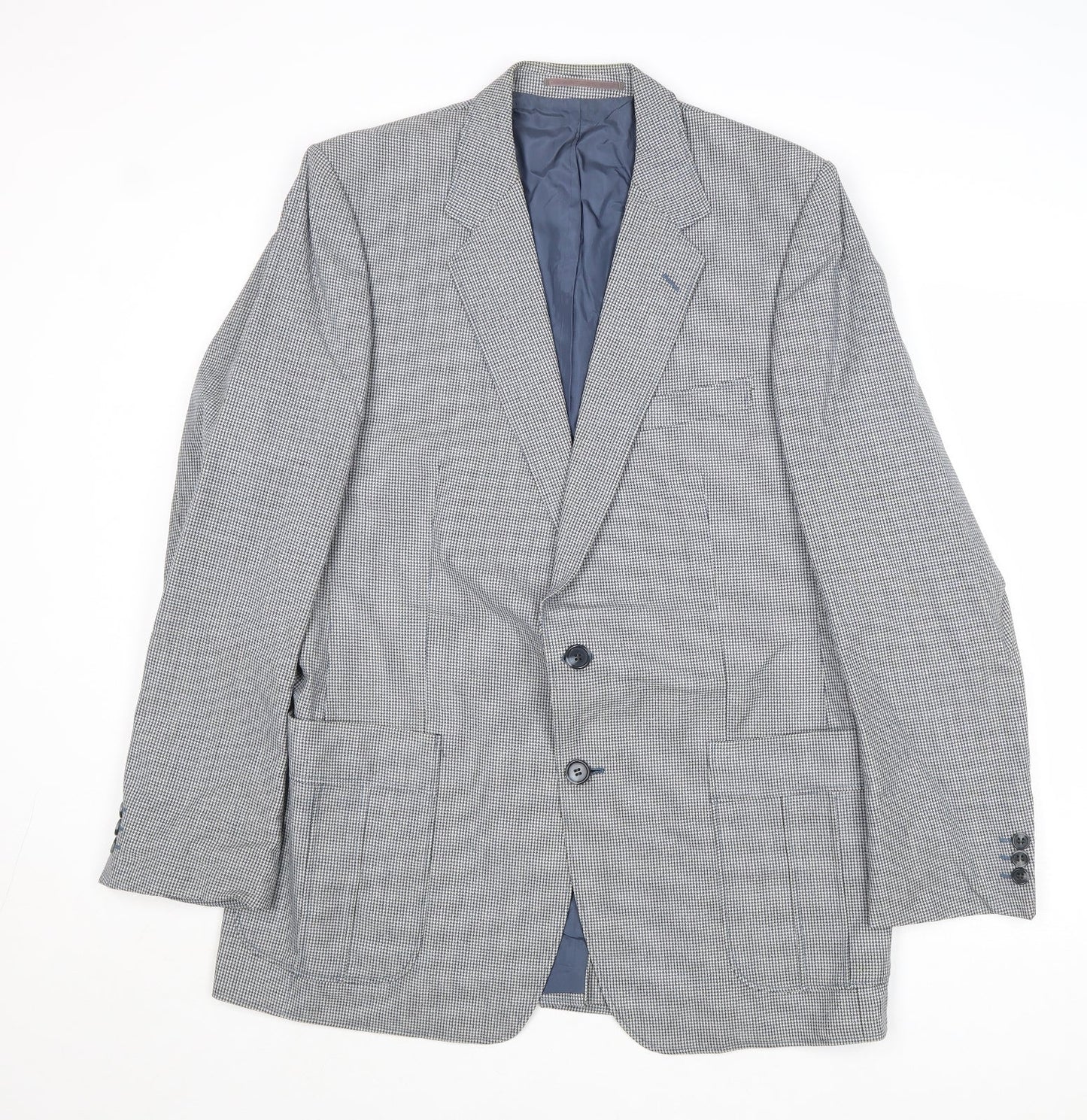 Ritex Mens Blue Geometric Wool Jacket Suit Jacket Size 42 Regular