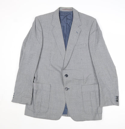 Ritex Mens Blue Geometric Wool Jacket Suit Jacket Size 42 Regular
