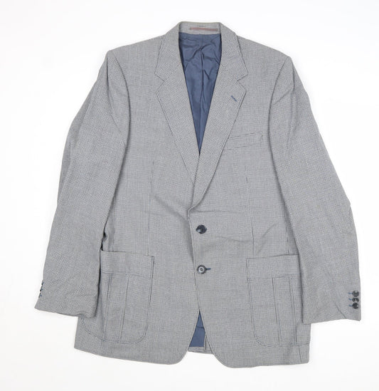 Ritex Mens Blue Geometric Wool Jacket Suit Jacket Size 42 Regular