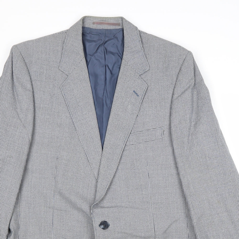 Ritex Mens Blue Geometric Wool Jacket Suit Jacket Size 42 Regular