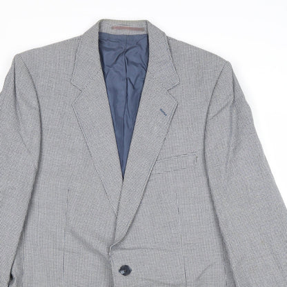 Ritex Mens Blue Geometric Wool Jacket Suit Jacket Size 42 Regular