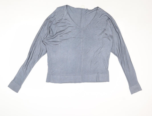 H&M Womens Grey V-Neck Acrylic Pullover Jumper Size M