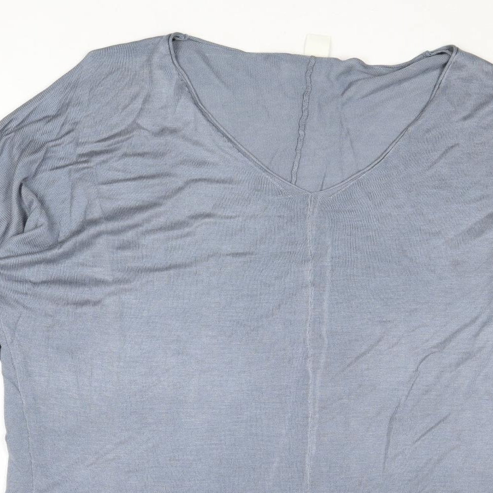 H&M Womens Grey V-Neck Acrylic Pullover Jumper Size M