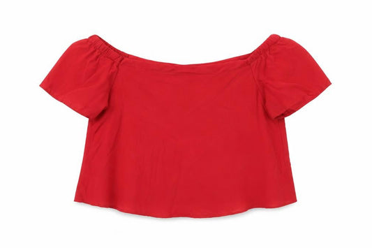 New Look Womens Red Polyester Cropped Tank Size 12 Off the Shoulder