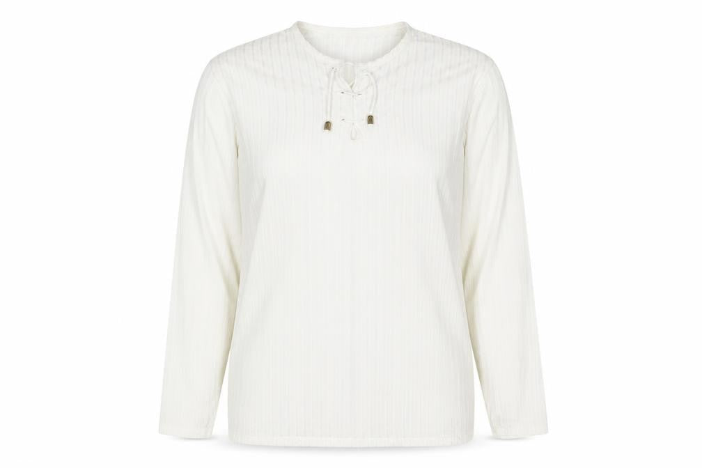 Menzoni Womens Ivory Polyester Basic Blouse Size XL V-Neck