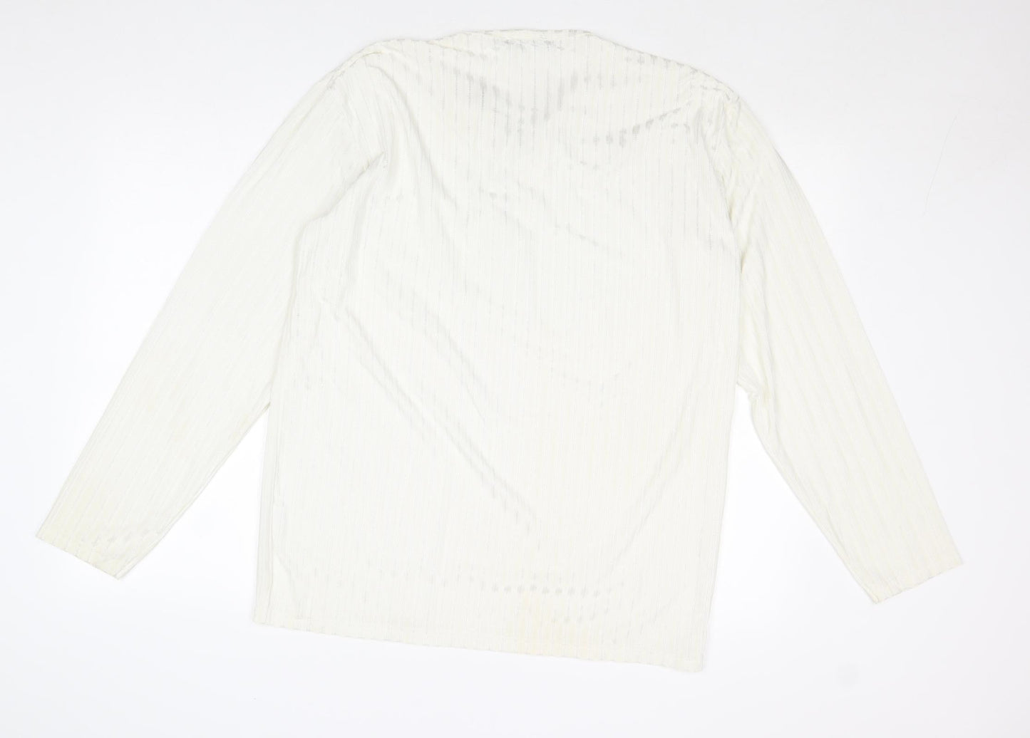 Menzoni Womens Ivory Polyester Basic Blouse Size XL V-Neck