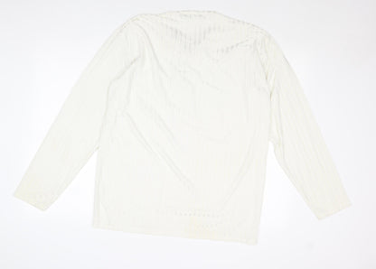 Menzoni Womens Ivory Polyester Basic Blouse Size XL V-Neck