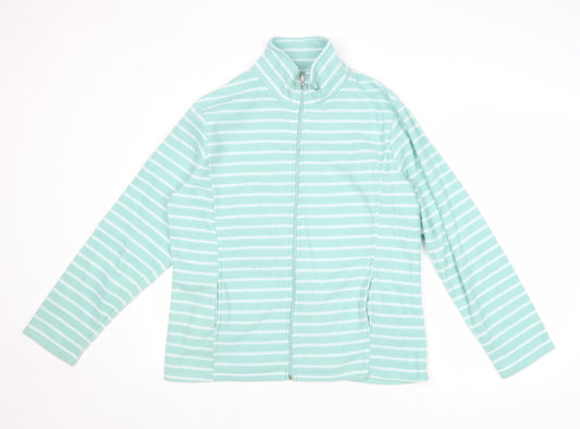 Anne De Lancay Womens Blue Striped Jacket Size M Zip