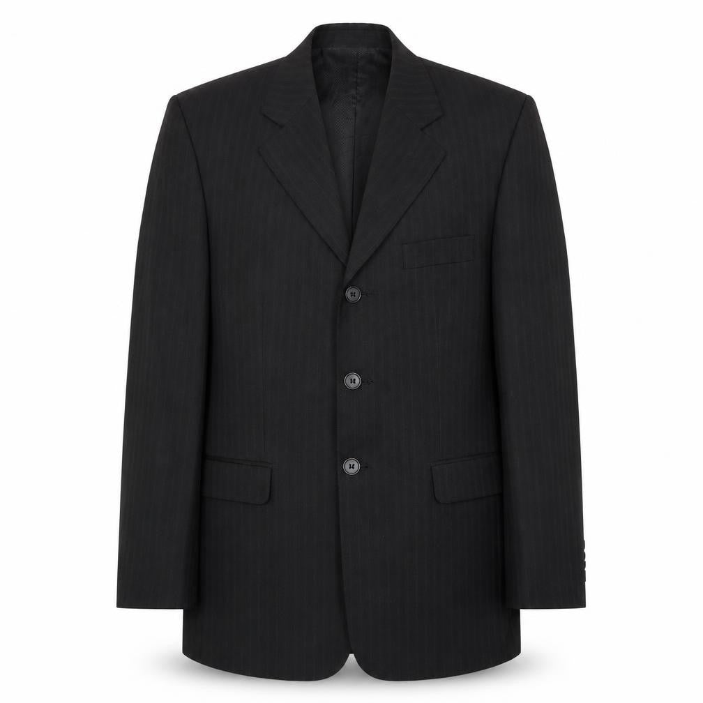 New Look Mens Black Striped Wool Jacket Suit Jacket Size 38 Regular