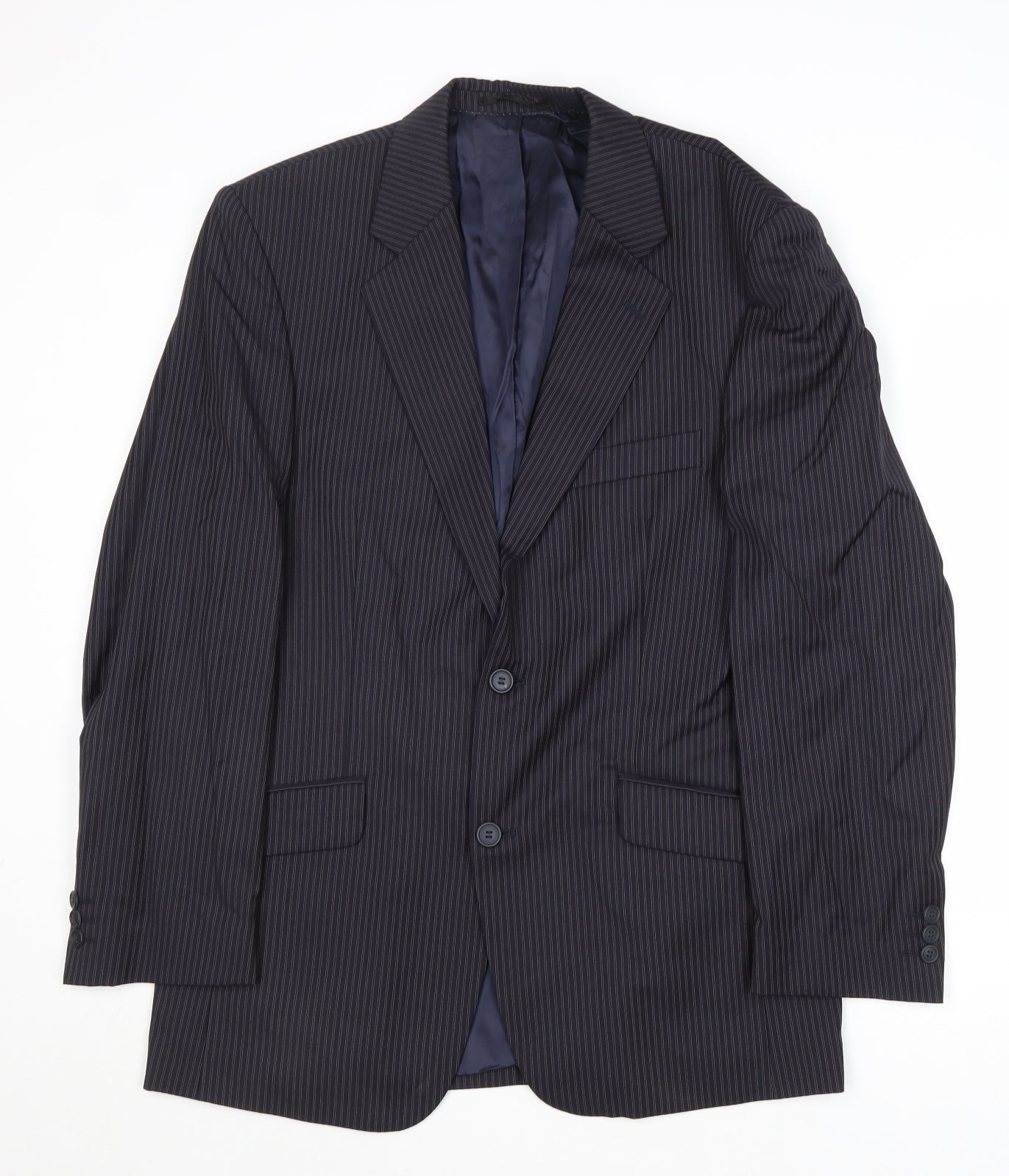 James Barry Mens Blue Striped Wool Jacket Suit Jacket Size 38 Regular