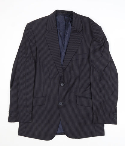 James Barry Mens Blue Striped Wool Jacket Suit Jacket Size 38 Regular