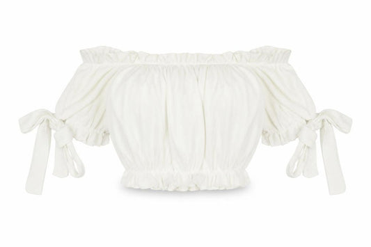 PRETTYLITTLETHING Womens White Polyester Cropped Tank Size 4 Off the Shoulder