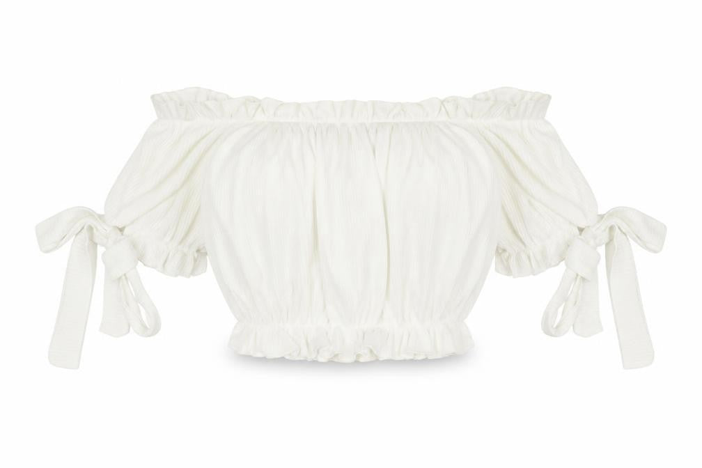 PRETTYLITTLETHING Womens White Polyester Cropped Tank Size 4 Off the Shoulder