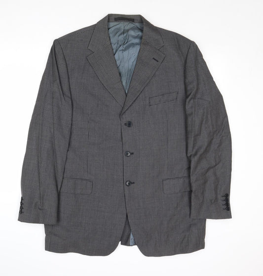 Marks and Spencer Mens Grey Geometric Wool Jacket Suit Jacket Size 44 Regular