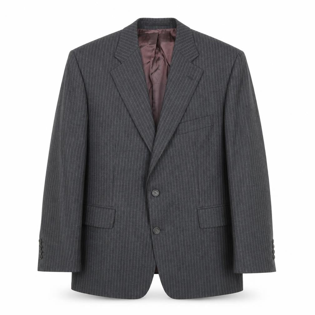 Carla Arti Mens Grey Striped Wool Jacket Suit Jacket Size 44 Regular