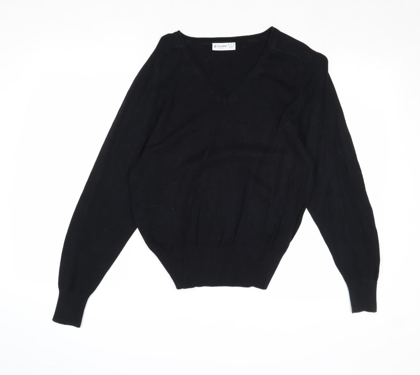 TruTex Womens Black Round Neck Cotton Pullover Jumper Size M