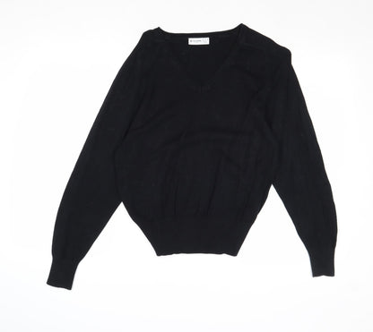 TruTex Womens Black Round Neck Cotton Pullover Jumper Size M