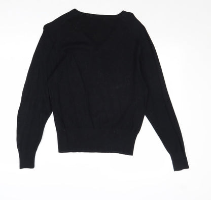 TruTex Womens Black Round Neck Cotton Pullover Jumper Size M