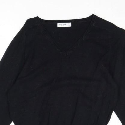 TruTex Womens Black Round Neck Cotton Pullover Jumper Size M