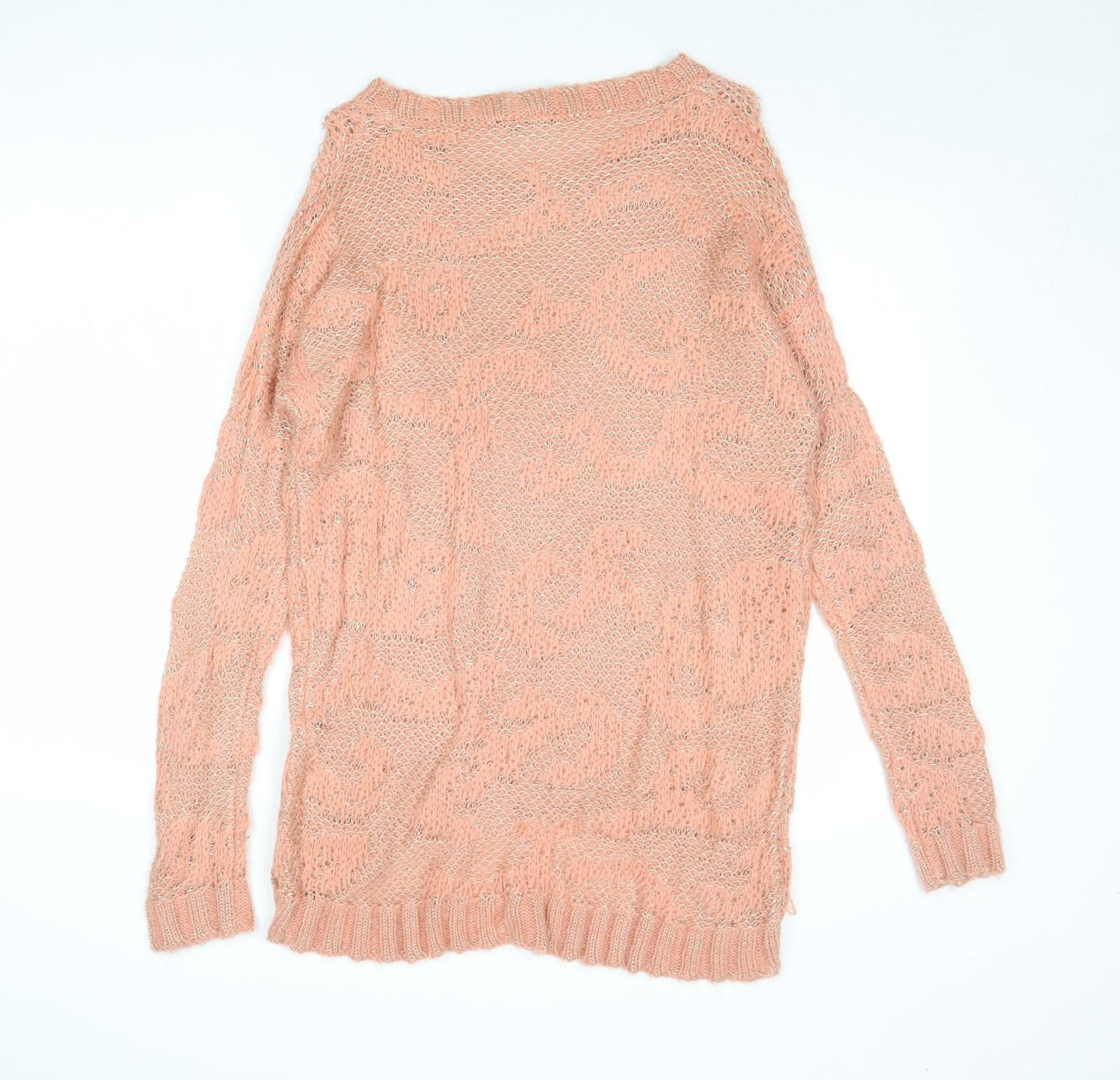 Warehouse Womens Pink Round Neck Acrylic Pullover Jumper Size 8