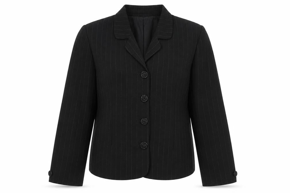 JFW Womens Black Striped Jacket Blazer Size 16 Button