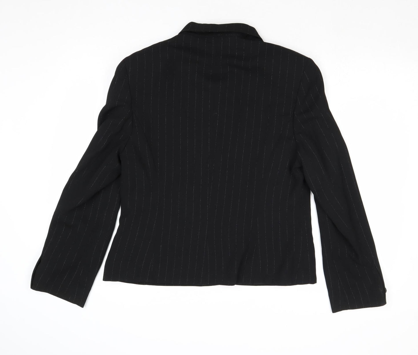 JFW Womens Black Striped Jacket Blazer Size 16 Button