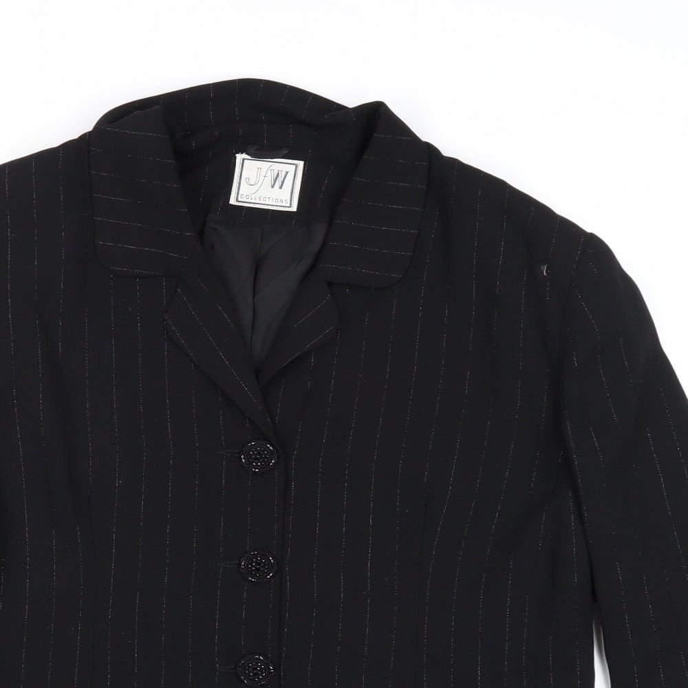 JFW Womens Black Striped Jacket Blazer Size 16 Button