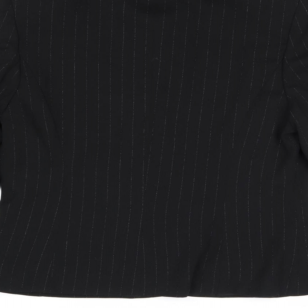 JFW Womens Black Striped Jacket Blazer Size 16 Button