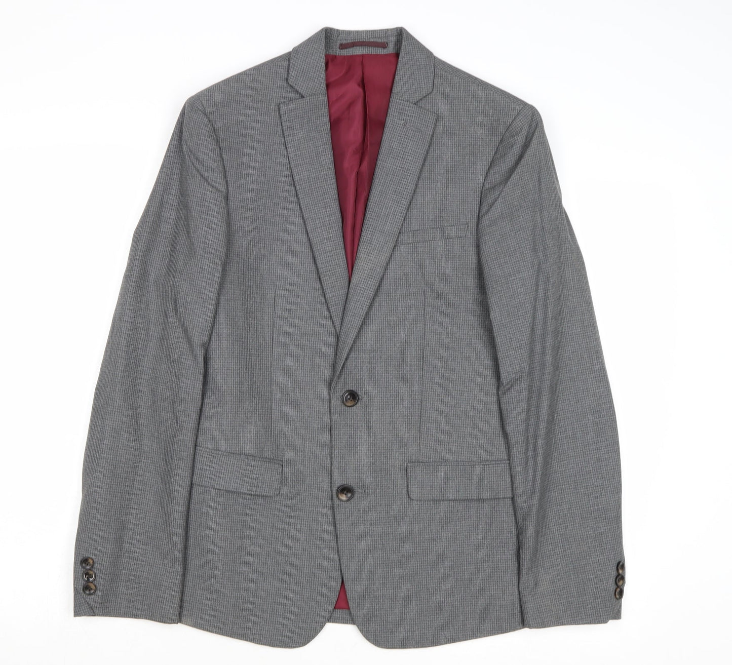 Marks and Spencer Mens Grey Check Polyester Jacket Suit Jacket Size 34 Regular