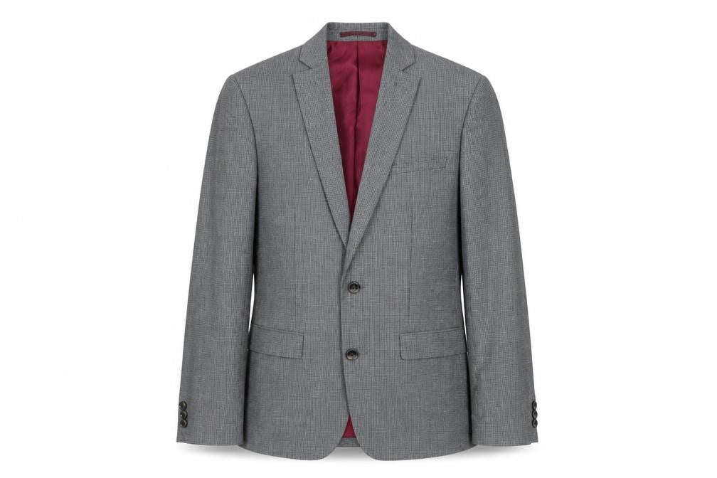 Marks & Spencer Mens Grey Check Polyester Jacket Suit Jacket Size 34 Regular