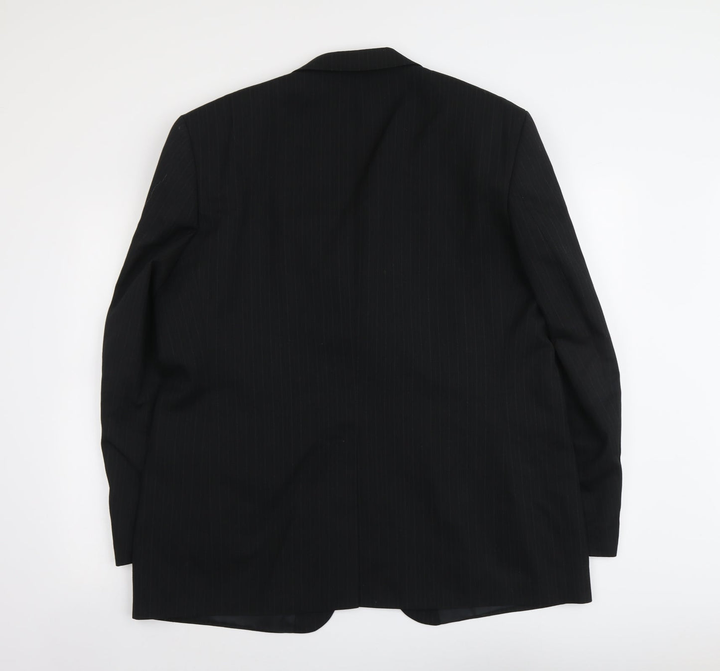 Pinstripe Mens Black Striped Polyester Jacket Suit Jacket Size XL Regular