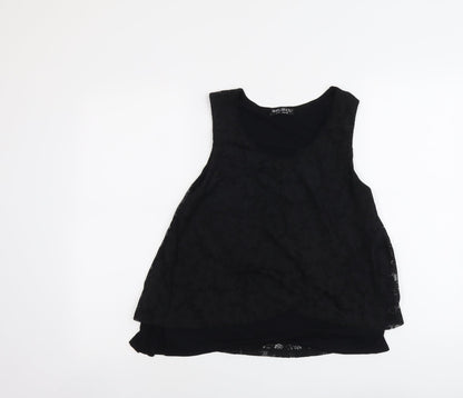 Select Womens Black Polyester Basic Tank Size 12 Round Neck
