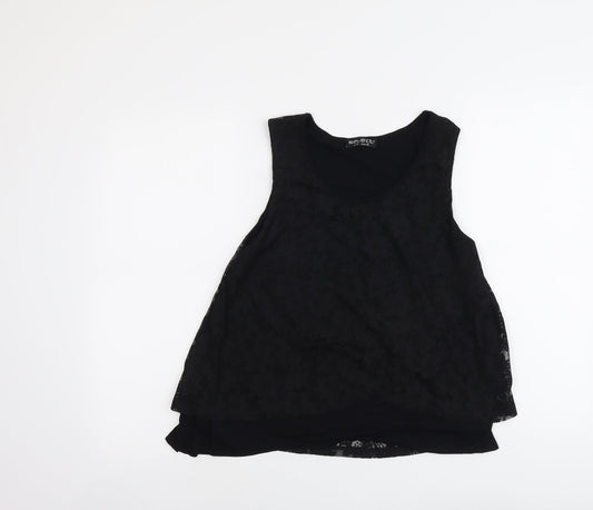 Select Womens Black Polyester Basic Tank Size 12 Round Neck